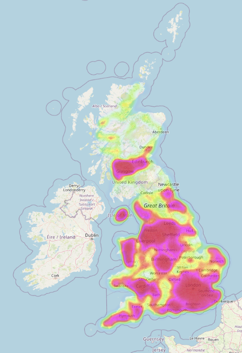 MVPLUS Heatmap of Location of Train Stations