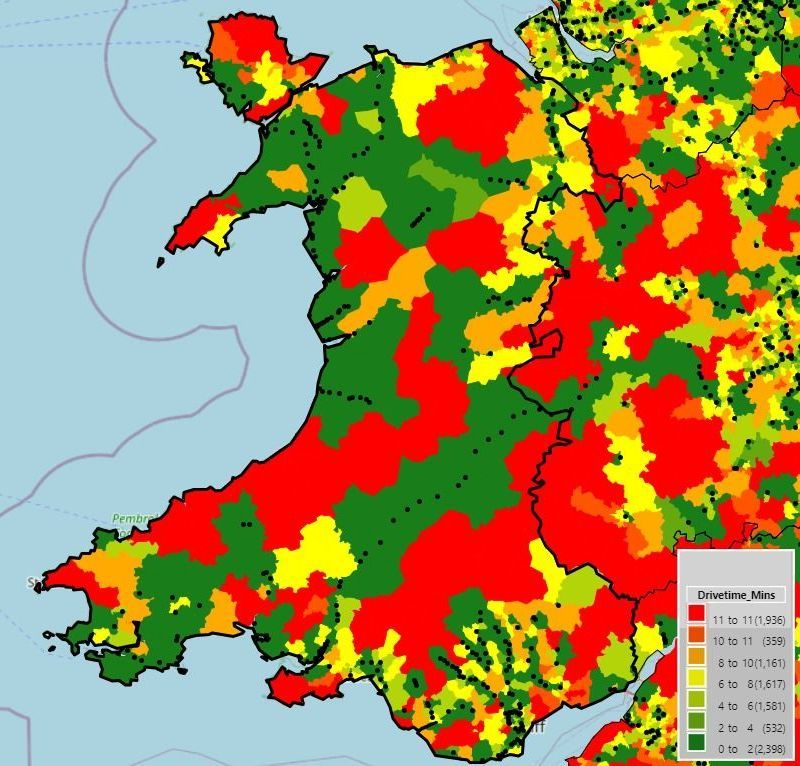 10 Minute Drivetime Analysis of Train Stations in Wales 10 Minute Drivetime Analysis of Train Stations in Wales