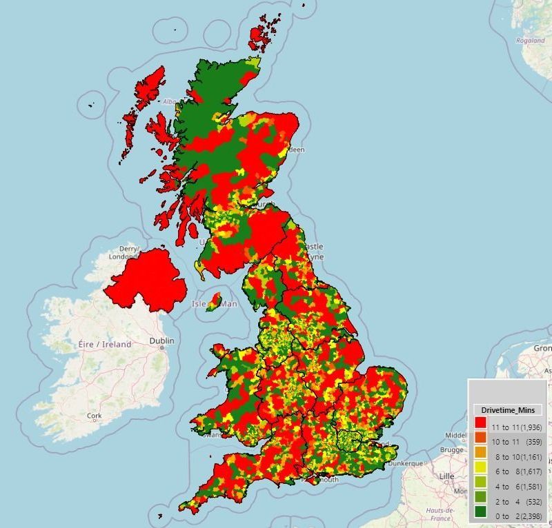 10 Minute Drivetime Analysis of Train Stations using MVPLUS