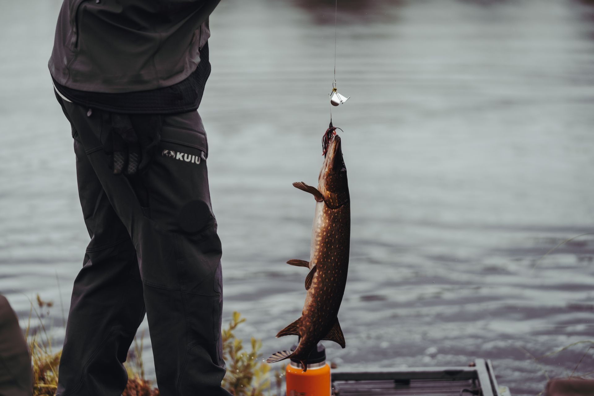 Someone ice fishing