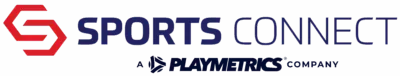 Sports Connect logo with red hexagon design and
