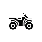 Black silhouette of an ATV quad bike icon on a white background