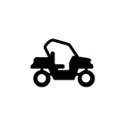 Black silhouette of a three-wheeled open vehicle on a white background