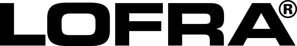 Um logotipo preto e branco para lofra em um fundo branco.