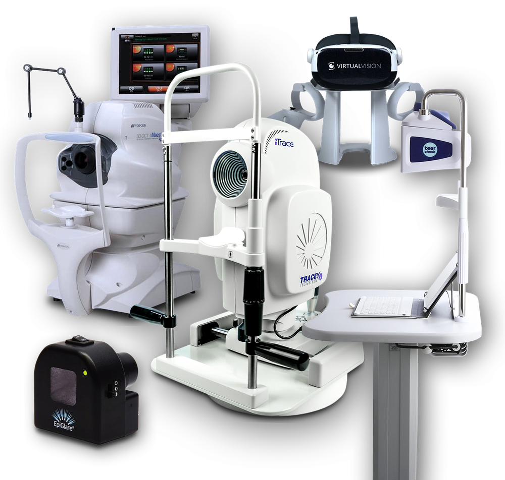 A group of medical equipment including for ophthalmic practices