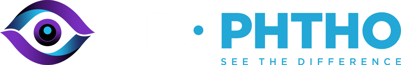 A logo for GPOphtho that says see the difference