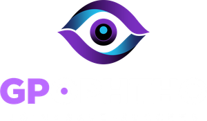 A purple and blue eye with the GPOphtho below it.