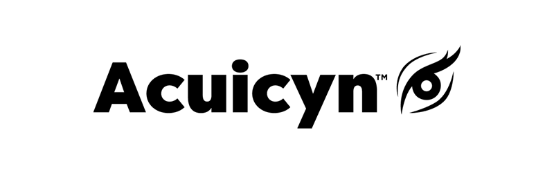 A black and white logo for acuicyn on a white background.