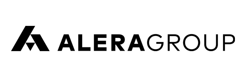 The alera group logo is black and white on a white background.