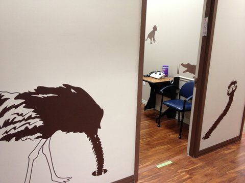 A room with a picture of an ostrich on the wall at Advocare Washington Ave Pediatrics in Bergenfield, NJ