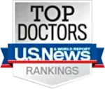 A badge that says top doctors us news rankings
