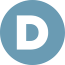 The letter d is in a blue circle on a white background.