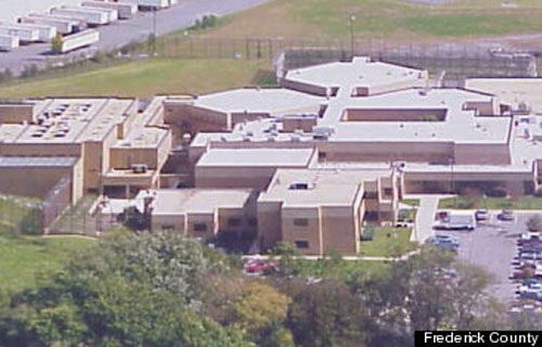 An aerial view of a large building in frederick county