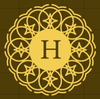 A circular design with the letter h in the center