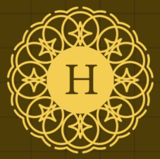 A circular design with the letter h in the center