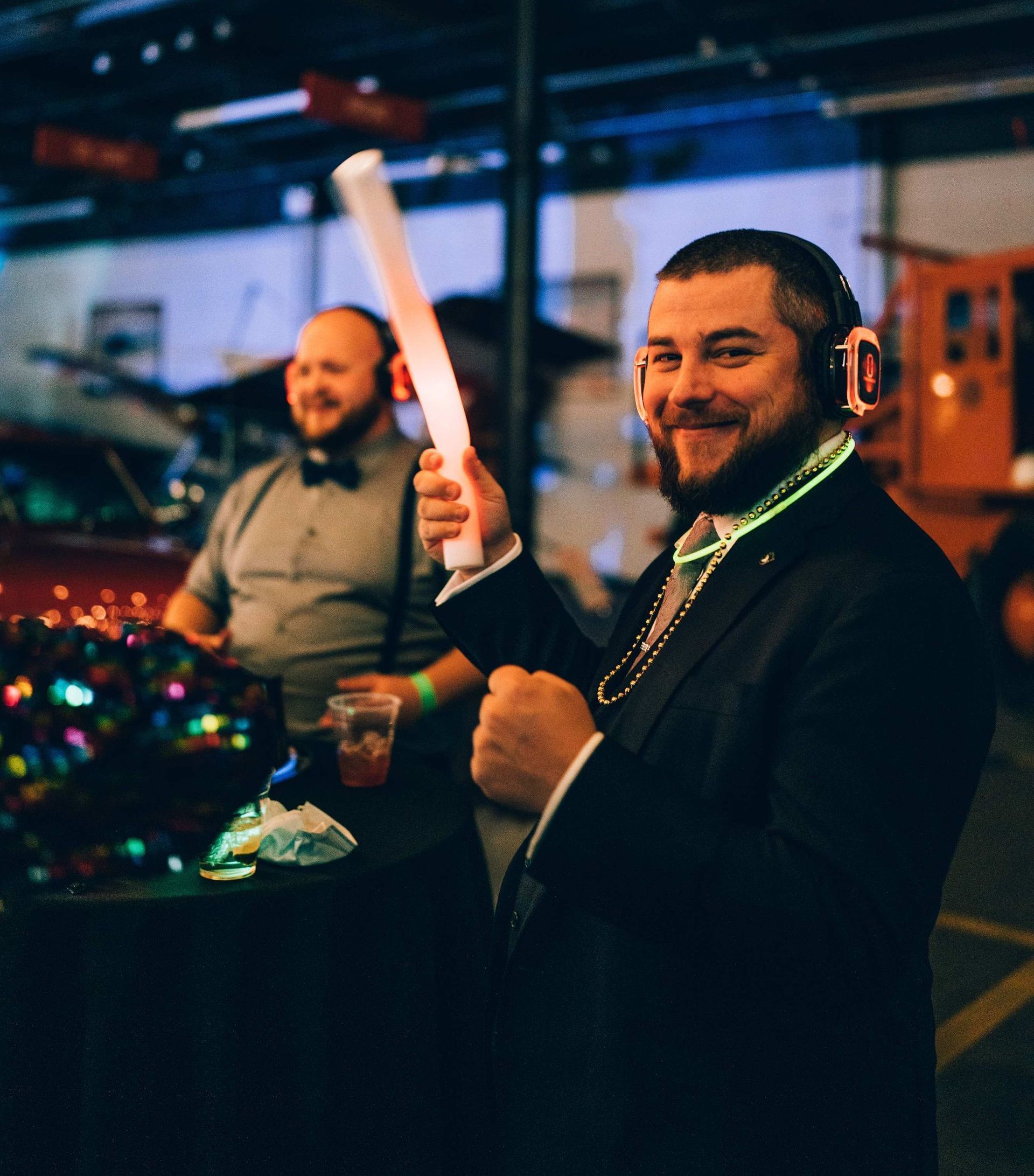 Man at new years party