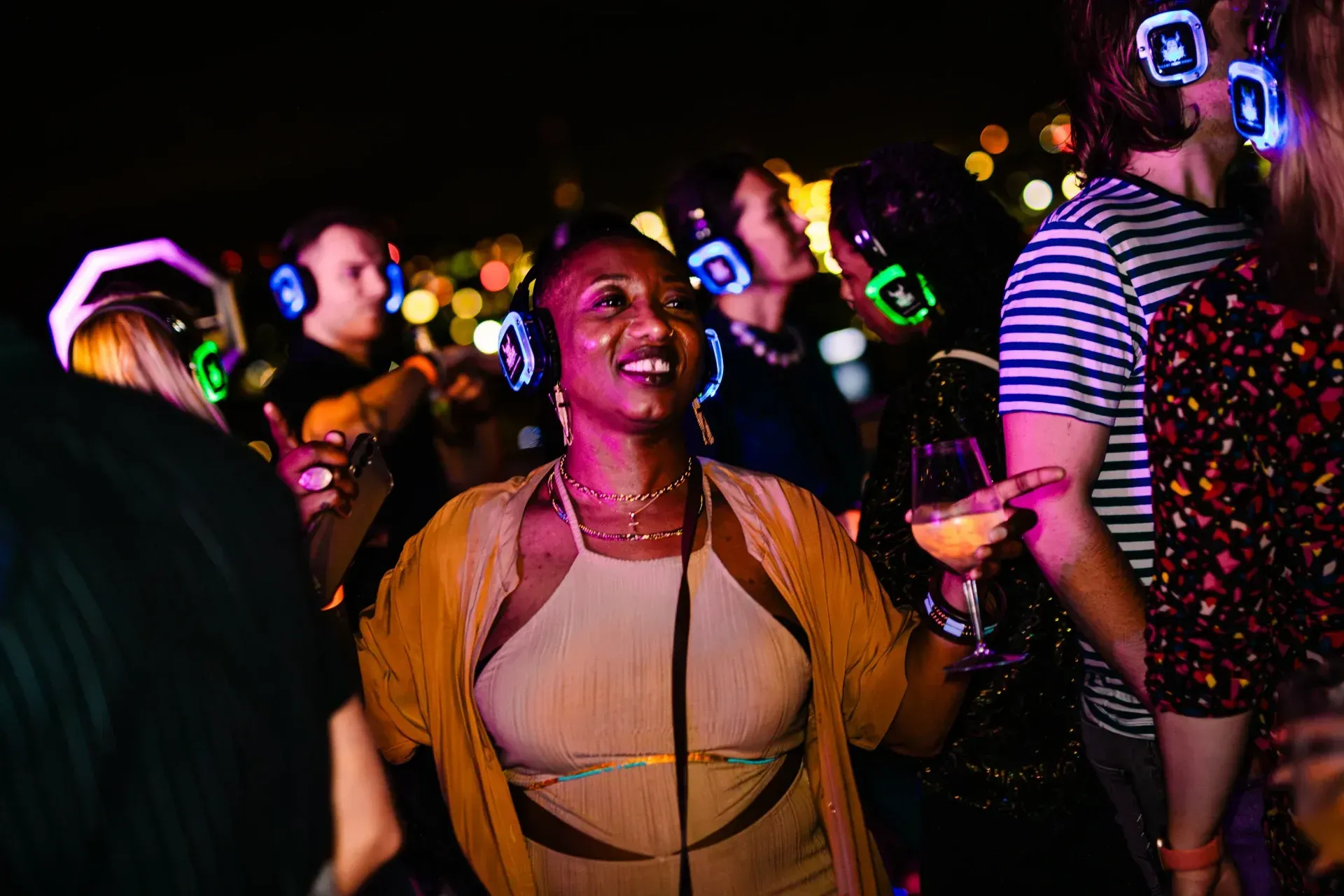 Black woman loving Silent Disco