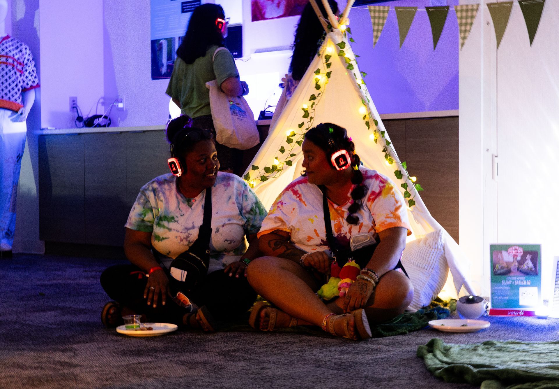Two Woman Glamping silent disco 