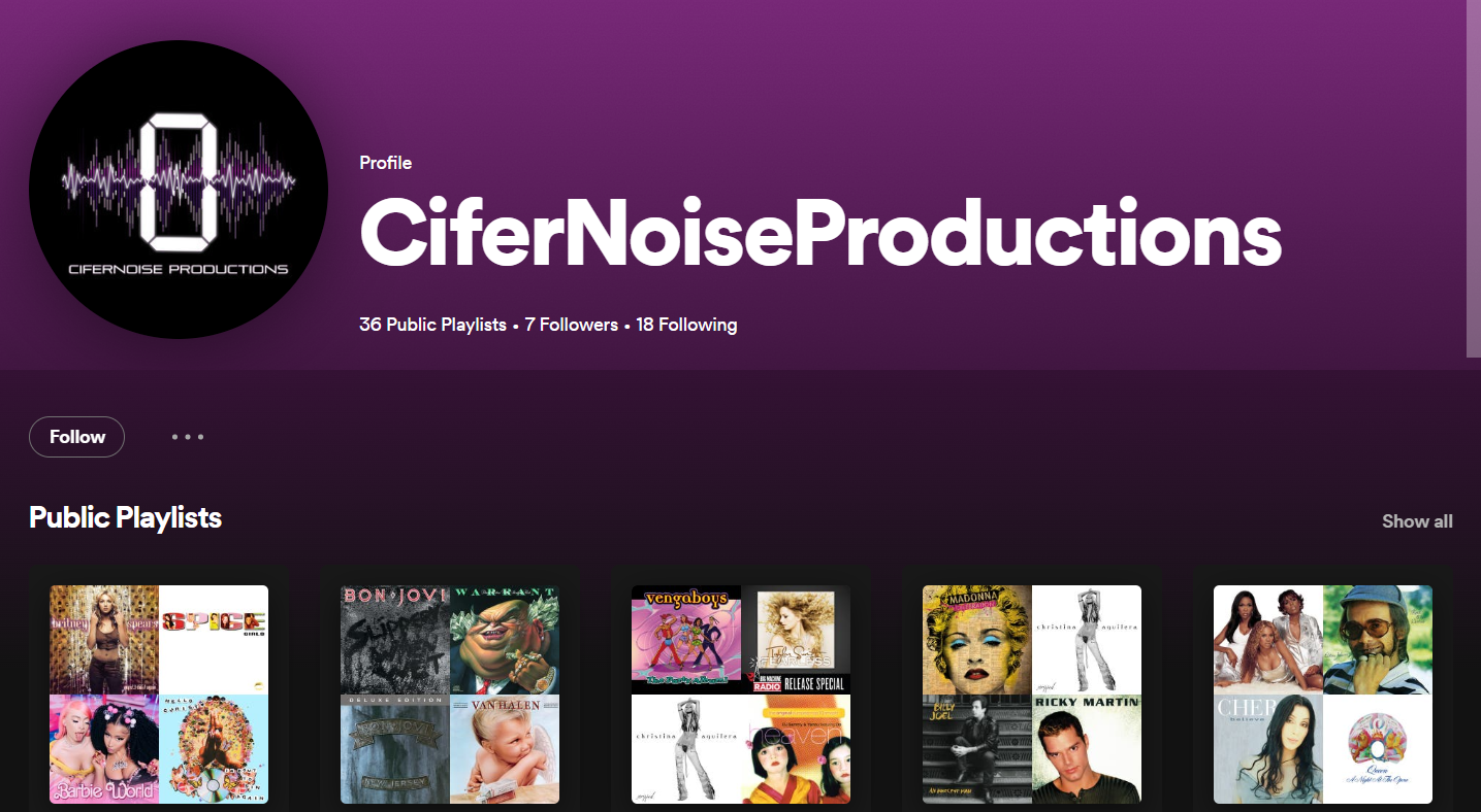 CiferNoise Productions spotify page