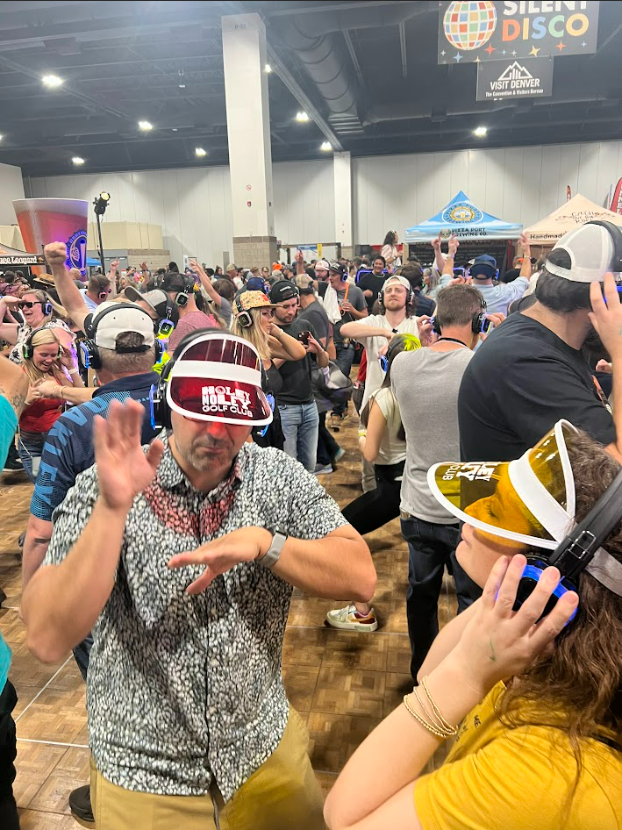 crowd dancing in a silent disco