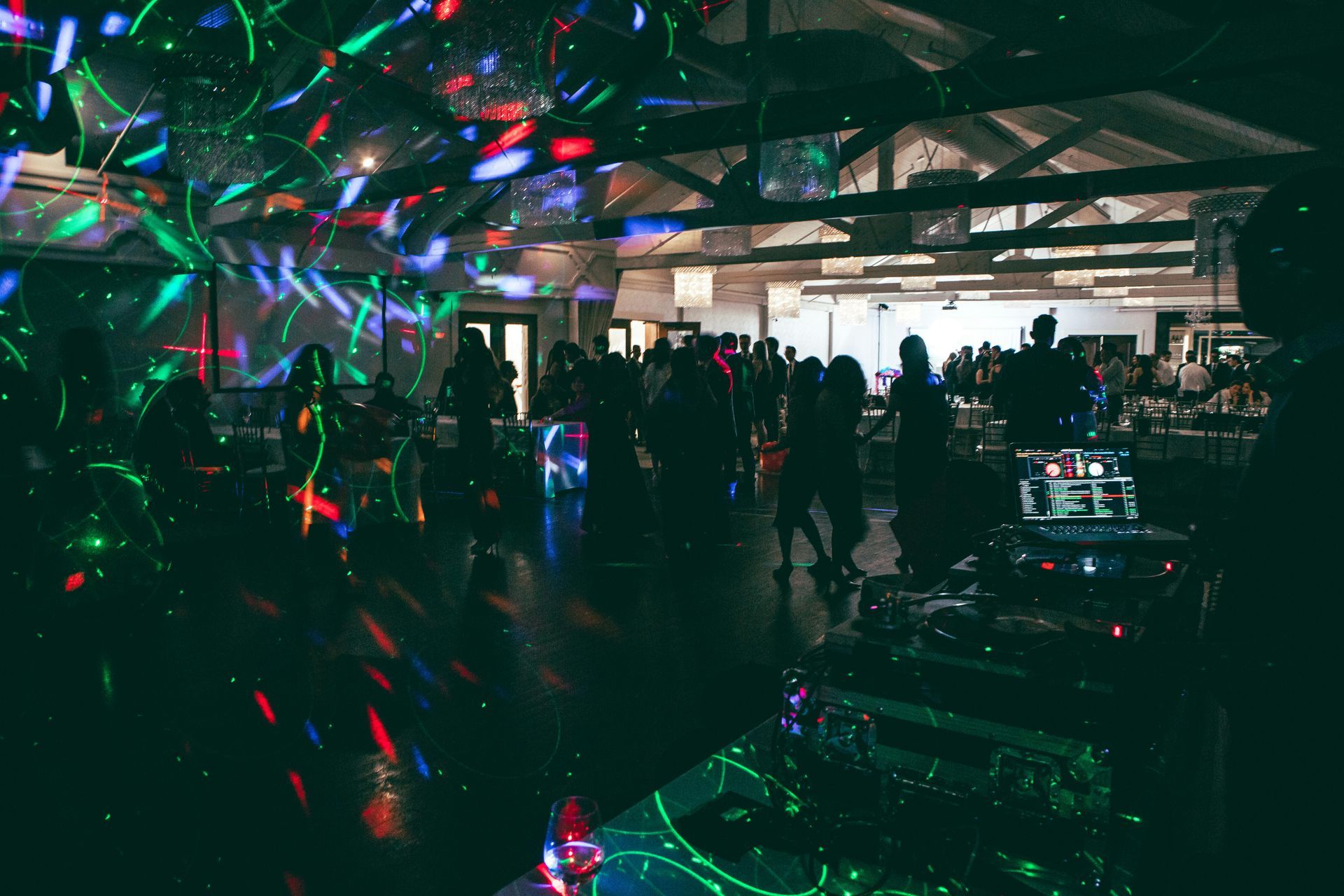 event with laser lights and disco lights
