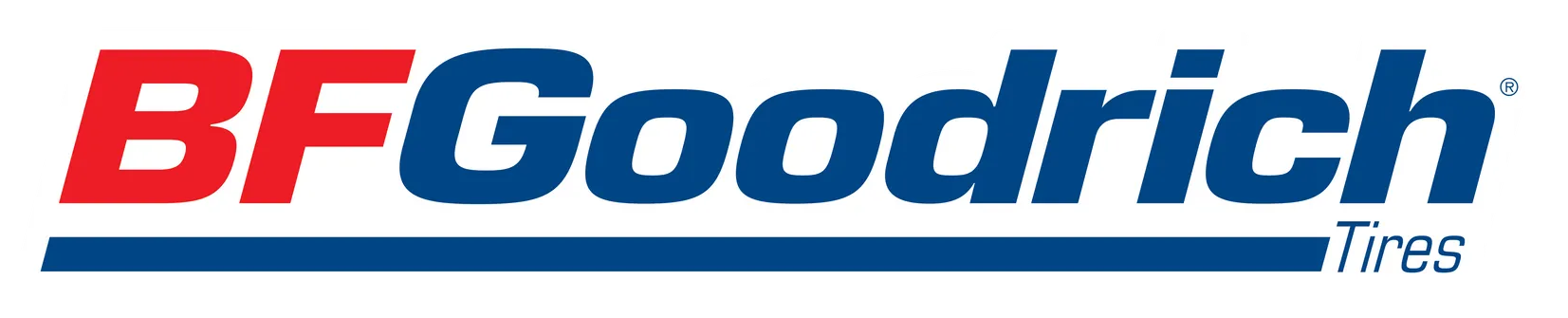 BFGoodrich Tires logo in red and blue text with a blue underline