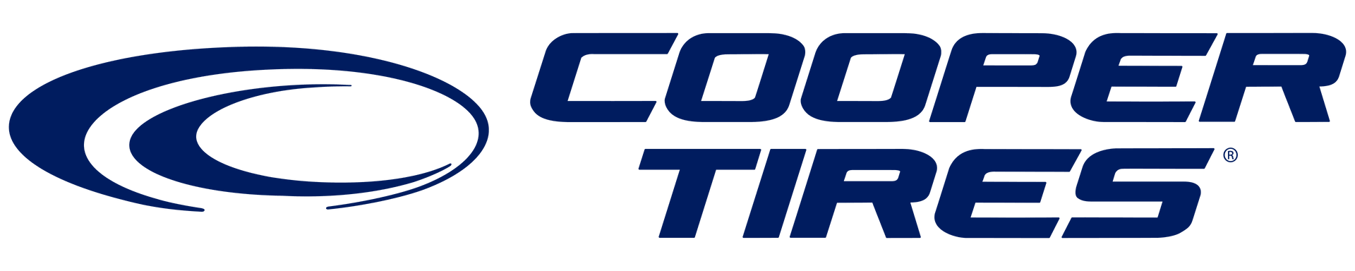 Cooper Tires logo in blue with a stylized oval emblem