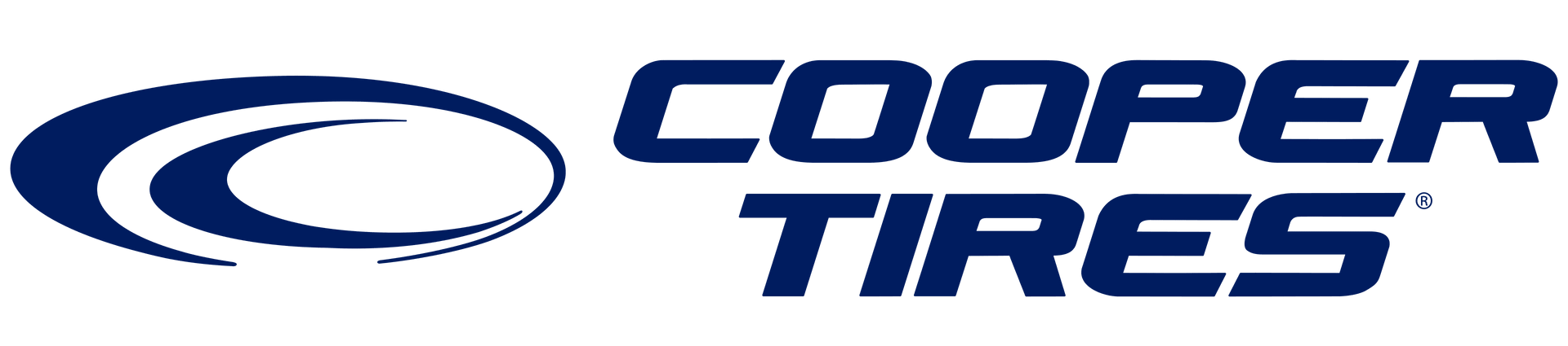 Cooper Tires logo in blue text with an oval emblem on a white background