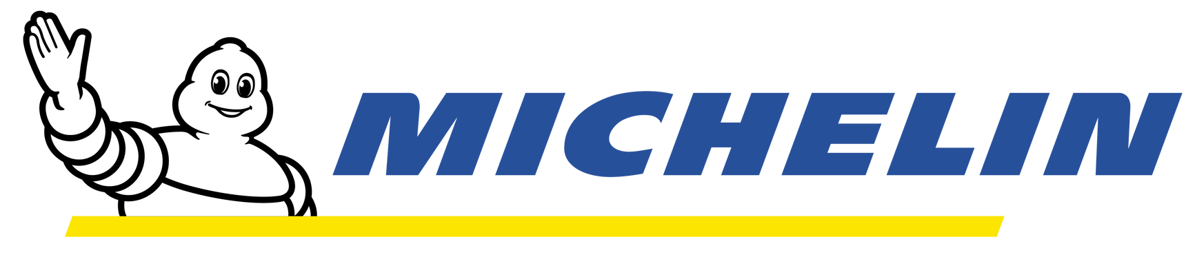 Michelin logo with the Bibendum mascot and blue wordmark on a white background
