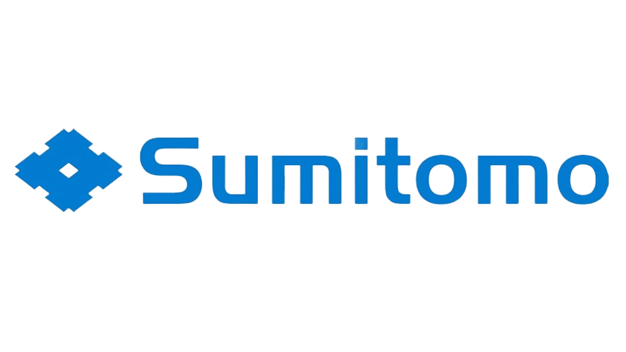 Blue Sumitomo logo on a white background