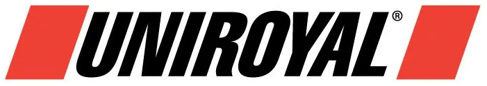 UNIROYAL logo in black italic text with red slanted squares on both sides