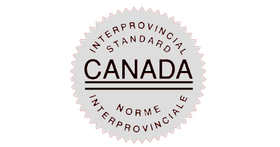 Interprovincial standard Canada seal with circular text in black and red on white background