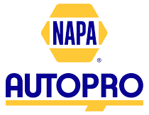 NAPA AutoPro logo in blue and yellow with hexagonal NAPA emblem