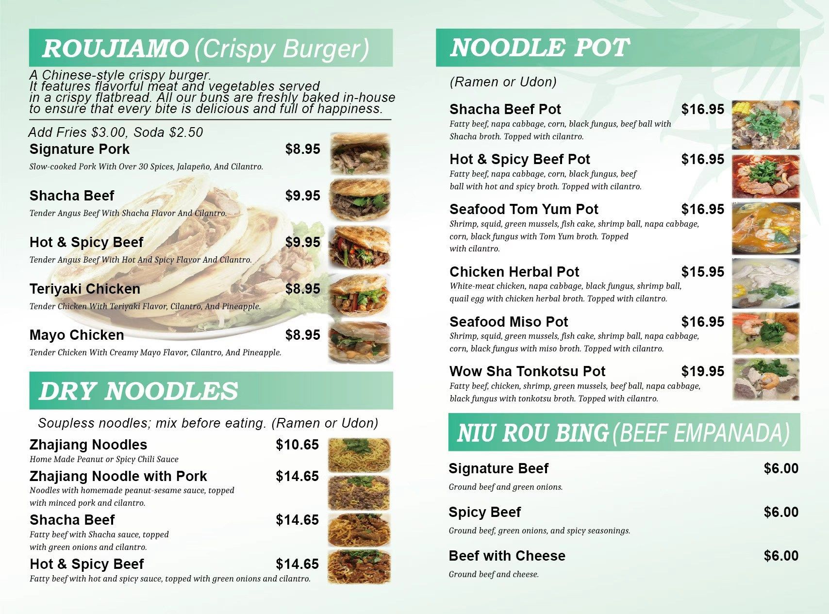 White restaurant menu with multiple columns of black text and a large stylized “Ginza” logo.