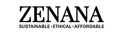 Logo for Zenana, a brand that is sustainable, ethical, and affordable. Text is black on a white background.