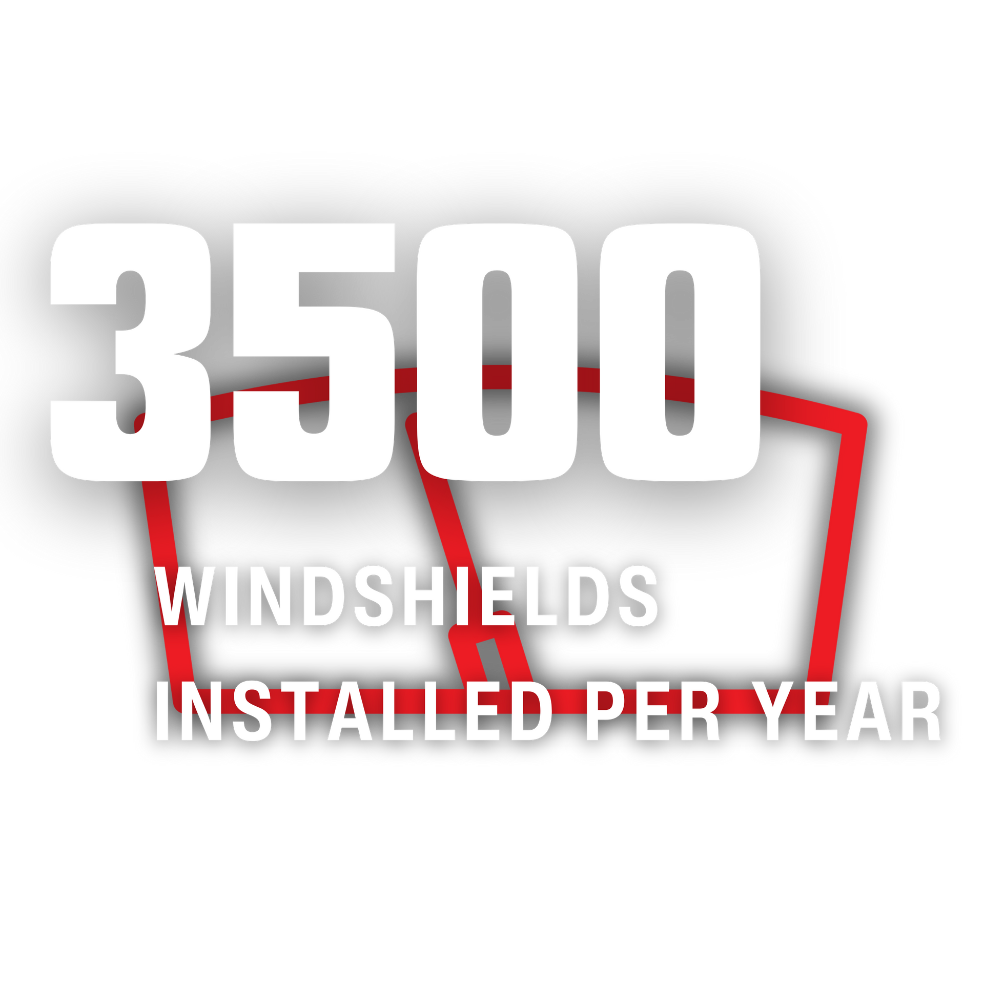 3500 windshield installations per year over a red windshield outline