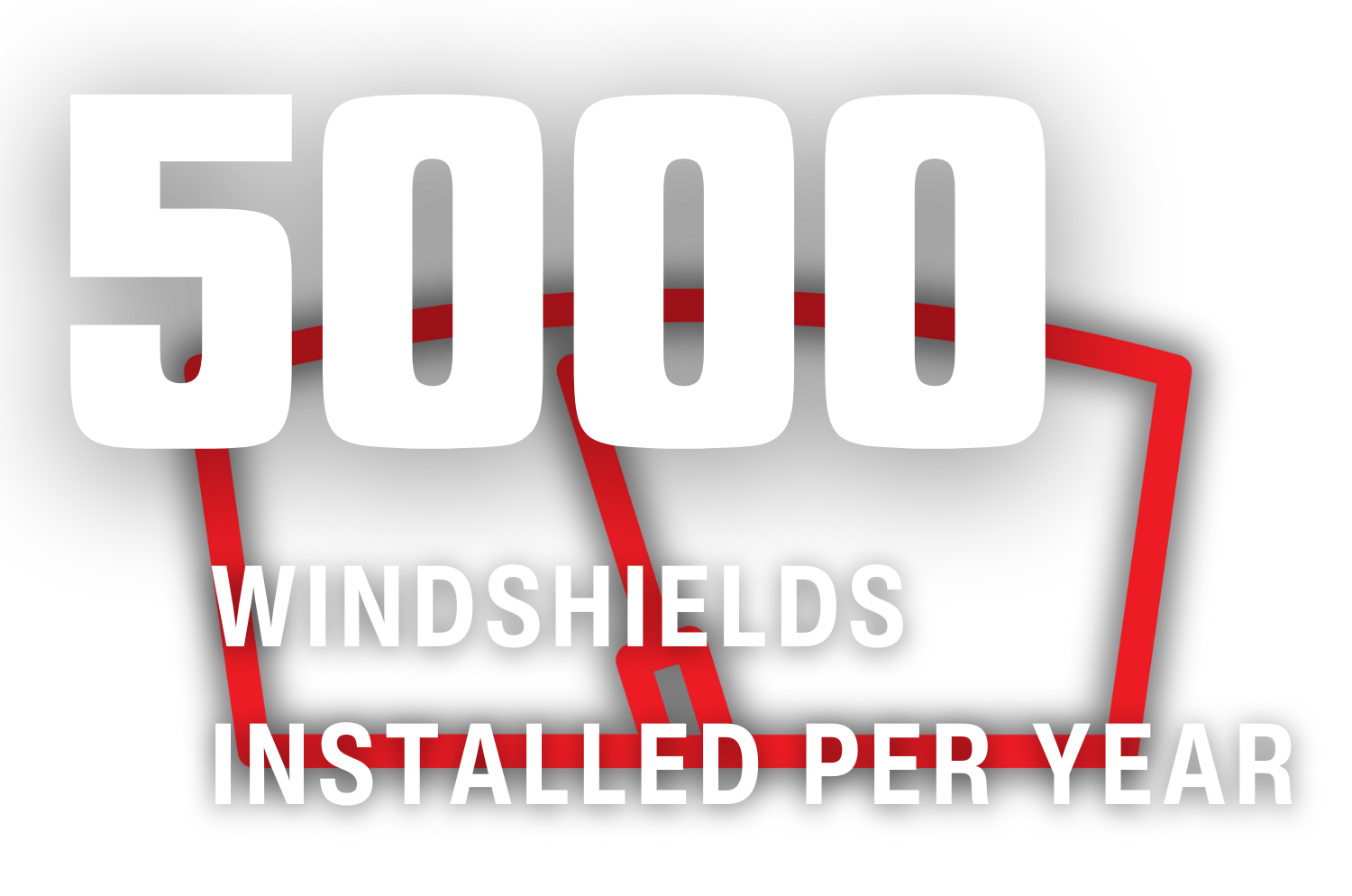 White “5000” over red windshield outline with text “windshields installed per year”