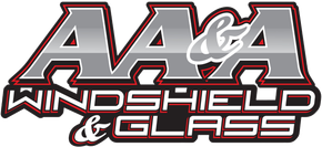 A&A Windshield & Glass logo in gray, white, and red with stylized lettering