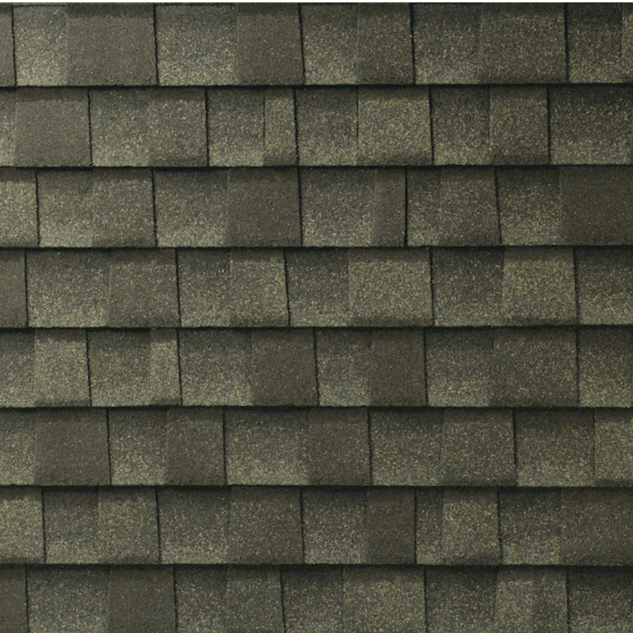 Gray asphalt roof shingles.