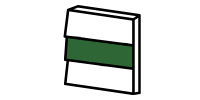 White object with green band.