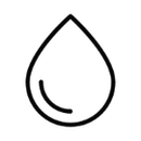 A line drawing of a drop of water on a white background.