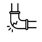 A black and white icon of a pipe with a check mark on it.