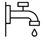 A faucet with a drop of water coming out of it.