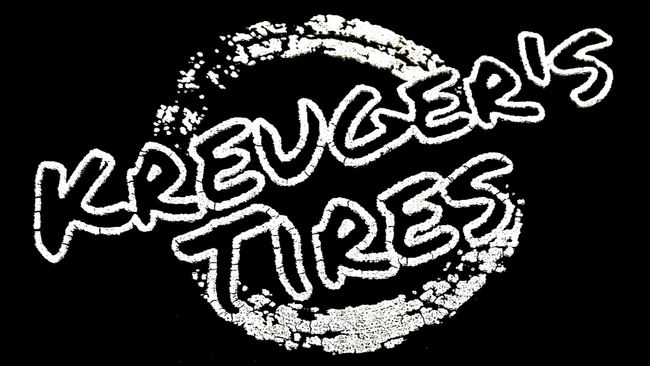A black and white logo for a company called krueger 's tires.