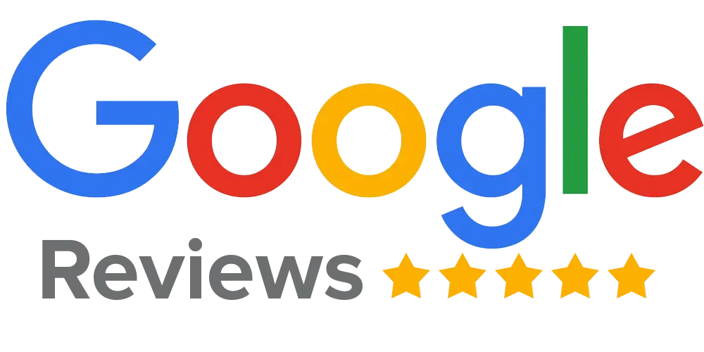 A google logo with five stars on it on a white background.