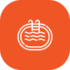 A line icon of a swimming pool with stairs.