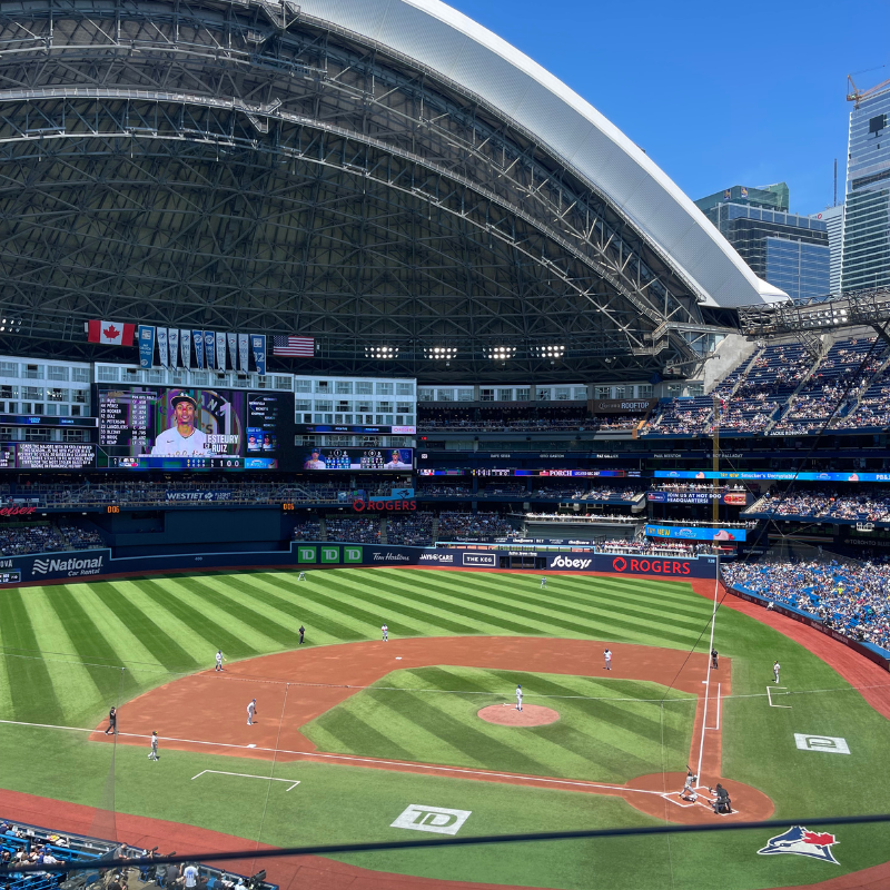 A Blue Jays game at The Rogers Centre in Toronto