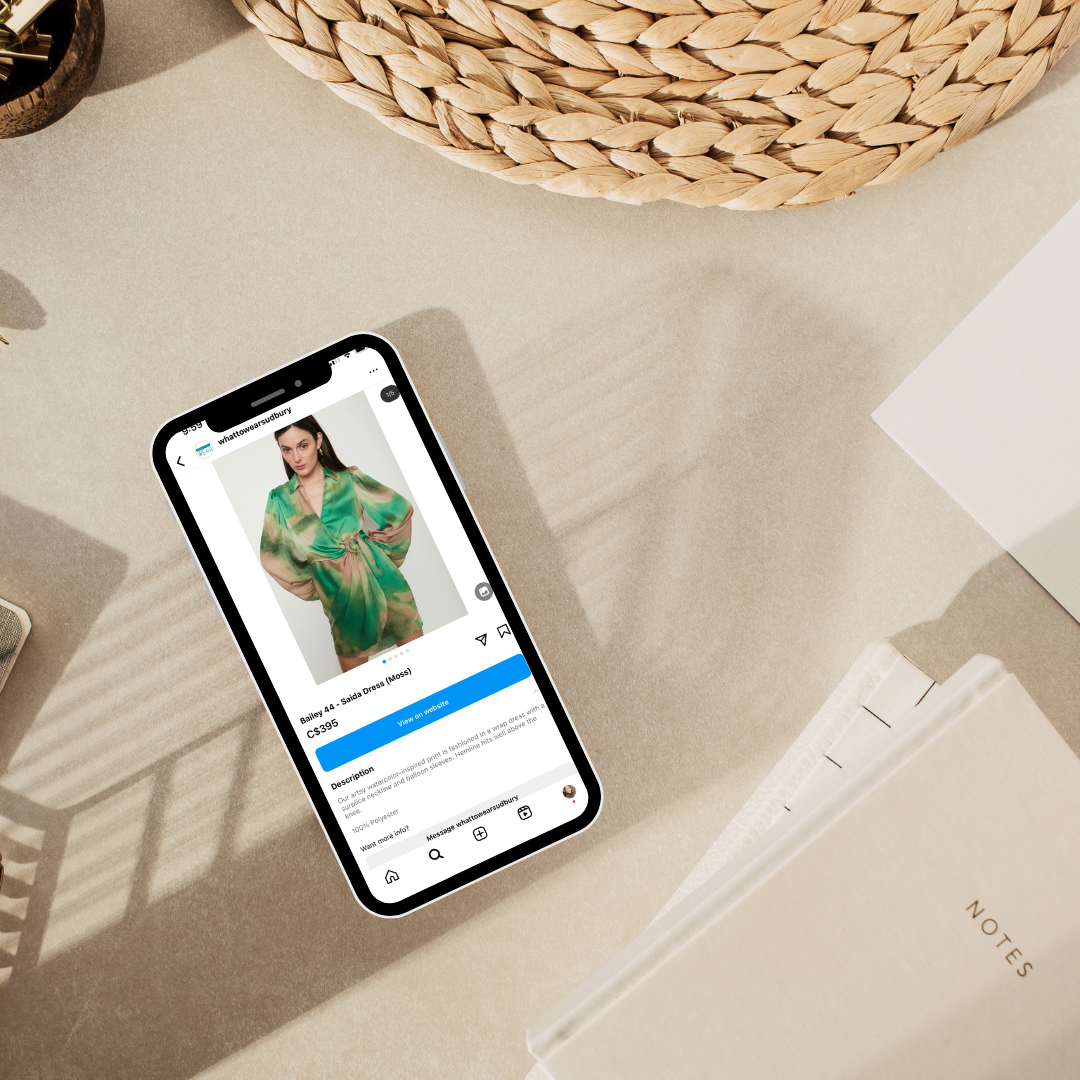ecommerce on social media displayed on cellphone