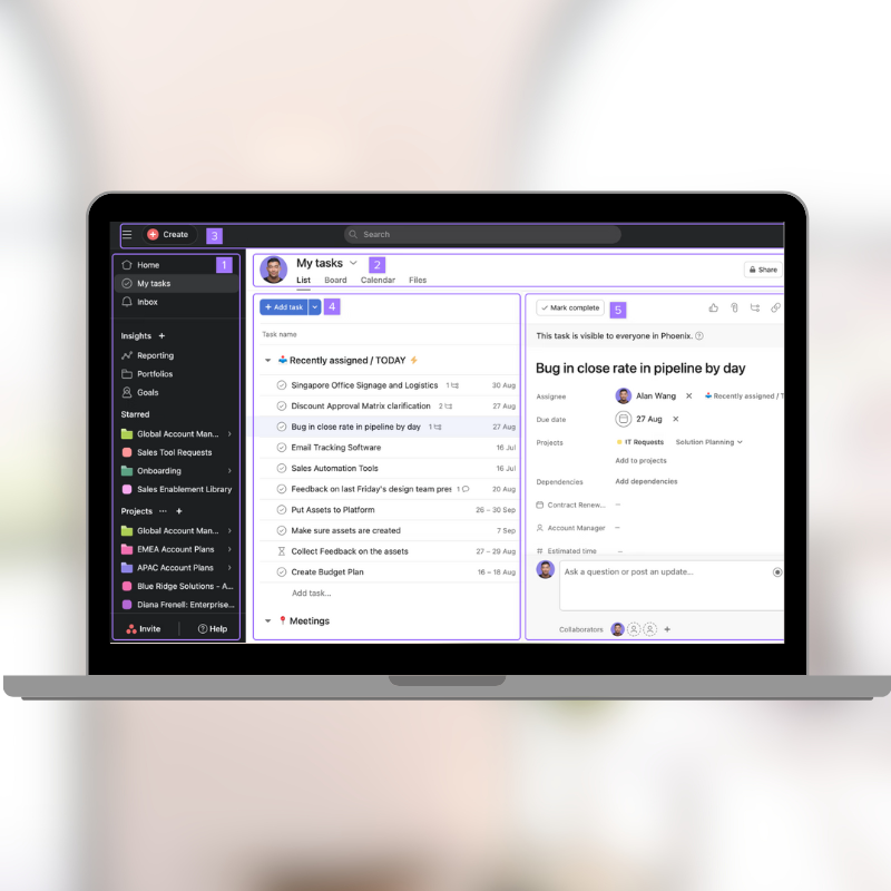 Screenshot of Asana platform