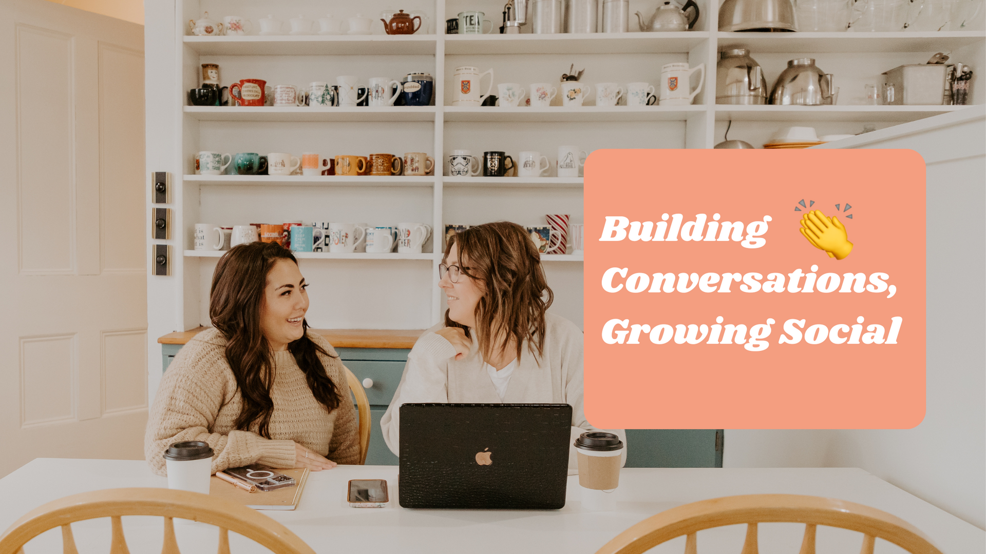 two marketers discussing a social media content strategy